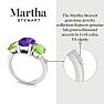 Martha Stewart 5 Carat Oval Shape Amethyst, Peridot and Lab Grown Diamond Three Stone Plus Ring In Sterling Silver Image-7