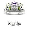 Martha Stewart 5 Carat Oval Shape Amethyst, Peridot and Lab Grown Diamond Three Stone Plus Ring In Sterling Silver Image-8