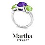 Martha Stewart 5 Carat Oval Shape Amethyst, Peridot and Lab Grown Diamond Three Stone Plus Ring In Sterling Silver Image-9