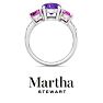 Martha Stewart 5 Carat Oval Shape Amethyst, Pink Sapphire and Lab Grown Diamond Three Stone Plus Ring In Sterling Silver Image-10