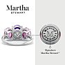 Martha Stewart 5 Carat Oval Shape Amethyst, Pink Sapphire and Lab Grown Diamond Three Stone Plus Ring In Sterling Silver Image-2