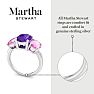 Martha Stewart 5 Carat Oval Shape Amethyst, Pink Sapphire and Lab Grown Diamond Three Stone Plus Ring In Sterling Silver Image-4