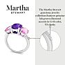 Martha Stewart 5 Carat Oval Shape Amethyst, Pink Sapphire and Lab Grown Diamond Three Stone Plus Ring In Sterling Silver Image-7