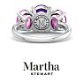 Martha Stewart 5 Carat Oval Shape Amethyst, Pink Sapphire and Lab Grown Diamond Three Stone Plus Ring In Sterling Silver Image-8