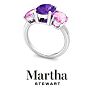 Martha Stewart 5 Carat Oval Shape Amethyst, Pink Sapphire and Lab Grown Diamond Three Stone Plus Ring In Sterling Silver Image-9