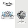 Martha Stewart 5 Carat Oval Shape Sapphire, Blue Topaz and Lab Grown Diamond Three Stone Plus Ring In Sterling Silver Image-2
