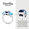 Martha Stewart 5 Carat Oval Shape Sapphire, Blue Topaz and Lab Grown Diamond Three Stone Plus Ring In Sterling Silver Image-3