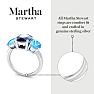 Martha Stewart 5 Carat Oval Shape Sapphire, Blue Topaz and Lab Grown Diamond Three Stone Plus Ring In Sterling Silver Image-4