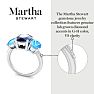 Martha Stewart 5 Carat Oval Shape Sapphire, Blue Topaz and Lab Grown Diamond Three Stone Plus Ring In Sterling Silver Image-7