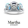 Martha Stewart 5 Carat Oval Shape Sapphire, Blue Topaz and Lab Grown Diamond Three Stone Plus Ring In Sterling Silver Image-8