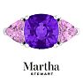Martha Stewart 8 Carat Cushion Amethyst, Pink Sapphire and Lab Grown Diamond Three Stone Plus Ring In Sterling Silver Image-1