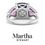 Martha Stewart 8 Carat Cushion Amethyst, Pink Sapphire and Lab Grown Diamond Three Stone Plus Ring In Sterling Silver Image-10