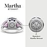 Martha Stewart 8 Carat Cushion Amethyst, Pink Sapphire and Lab Grown Diamond Three Stone Plus Ring In Sterling Silver Image-2