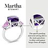 Martha Stewart 8 Carat Cushion Amethyst, Pink Sapphire and Lab Grown Diamond Three Stone Plus Ring In Sterling Silver Image-3