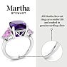 Martha Stewart 8 Carat Cushion Amethyst, Pink Sapphire and Lab Grown Diamond Three Stone Plus Ring In Sterling Silver Image-4