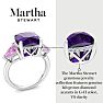 Martha Stewart 8 Carat Cushion Amethyst, Pink Sapphire and Lab Grown Diamond Three Stone Plus Ring In Sterling Silver Image-7