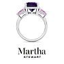 Martha Stewart 8 Carat Cushion Amethyst, Pink Sapphire and Lab Grown Diamond Three Stone Plus Ring In Sterling Silver Image-9