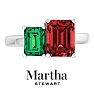 Martha Stewart 3 1/4 Carat Emerald and Ruby Two Stone Ring In Sterling Silver Image-1