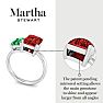 Martha Stewart 3 1/4 Carat Emerald and Ruby Two Stone Ring In Sterling Silver Image-3