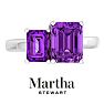 Martha Stewart 3 1/4 Carat Amethyst Two Stone Ring In Sterling Silver Image-1