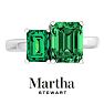 Martha Stewart 3 1/4 Carat Emerald Two Stone Ring In Sterling Silver Image-1