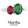 Martha Stewart 2 3/4 Carat Emerald and Ruby Two Stone Ring In Sterling Silver Image-1