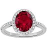 3 ½ Carat Ruby and Diamond Halo Ring created in platinum overlay
 Image-1