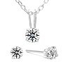 Estate Jewelry 1/2 Carat Natural Diamond Stud Earrings and Necklace. Fiery Diamonds Mounted In 14K White Gold Image-1