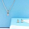 Estate Jewelry 1/2 Carat Natural Diamond Stud Earrings and Necklace. Fiery Diamonds Mounted In 14K White Gold Image-2