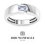 Bruno Magli Mens 3/4 Carat Emerald Cut Lab Grown Diamond Floating Solitaire Ring In Sterling Silver Image-1
