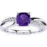 3/4ct Cushion Cut Amethyst and Diamond Ring In 10K White Gold Image-1