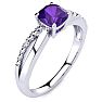 3/4ct Cushion Cut Amethyst and Diamond Ring In 10K White Gold Image-2