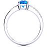 3/4ct Cushion Cut Blue Topaz and Diamond Ring In 10K White Gold Image-3