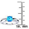 3/4ct Cushion Cut Blue Topaz and Diamond Ring In 10K White Gold Image-4