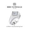 Bruno Magli Mens 1 1/2 Carat Princess Cut Lab Grown Diamond Ring In Sterling Silver Image-3