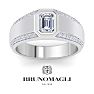 Bruno Magli Mens 1 1/2 Carat Emerald Cut Lab Grown Diamond Ring In Sterling Silver Image-1
