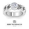 Bruno Magli Mens 1 1/2 Carat Round Shape Lab Grown Diamond Bezel Set Solitaire Ring In Sterling Silver Image-1