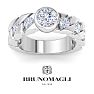 Bruno Magli Mens 3 Carat Round Shape Lab Grown Diamond Bezel Set Solitaire Ring In Sterling Silver Image-1