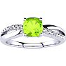 3/4ct Cushion Cut Peridot and Diamond Ring In 10K White Gold Image-1