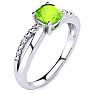 3/4ct Cushion Cut Peridot and Diamond Ring In 10K White Gold Image-2
