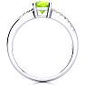 3/4ct Cushion Cut Peridot and Diamond Ring In 10K White Gold Image-3