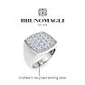 Bruno Magli Mens 2 Carat Cushion Lab Grown Diamond Cluster Ring In Sterling Silver Image-3