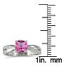 Pink Gemstones 3/4ct Cushion Cut Pink Topaz and Diamond Ring in 10k White Gold Image-4