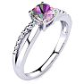 3/4 Carat Cushion Shape Mystic Topaz Ring With Diamonds In 10 Karat White Gold Image-2