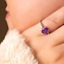 1ct Oval Shape Amethyst and Diamond Ring in 10K White Gold Image-7