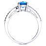1 1/2ct Oval Shape Blue Topaz and Diamond Ring in 10k White Gold Image-3