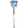 1 1/2ct Oval Shape Blue Topaz and Diamond Ring in 10k White Gold Image-4