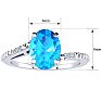 1 1/2ct Oval Shape Blue Topaz and Diamond Ring in 10k White Gold Image-5