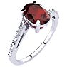 Garnet Ring: Garnet Jewelry: 1 1/2ct Oval Shape Garnet and Diamond Ring in 10k White Gold Image-2