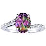 1 Carat Oval Shape Mystic Topaz Ring With Diamonds in 10 Karat White Gold Image-1